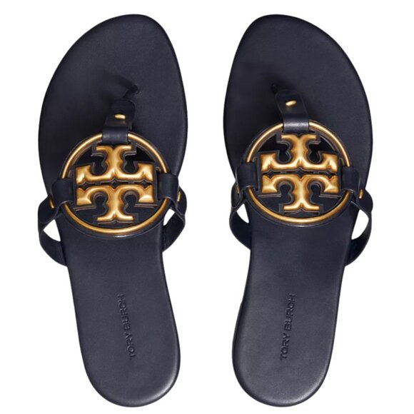 TORY BURCH Metal Miller Leather Sandals Perfect Navy Size 8 - Picture 15 of 15